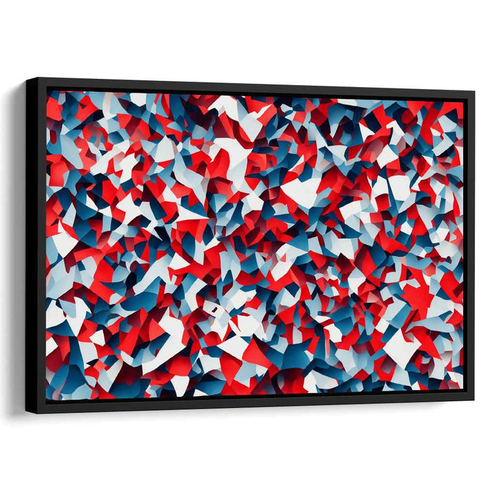 Chaos Burst Spectrum Blend: Bold Red and Blue Abstract Canvas Art