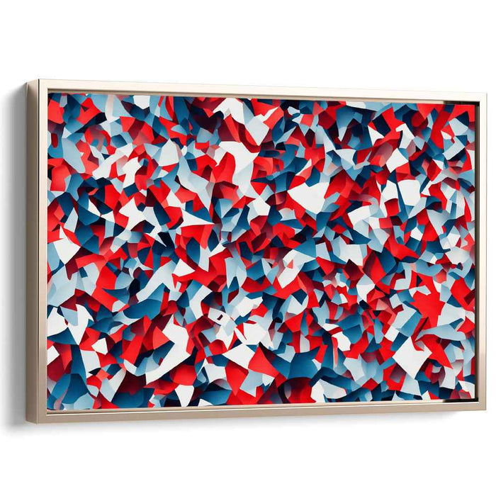 Chaos Burst Spectrum Blend: Bold Red and Blue Abstract Canvas Art