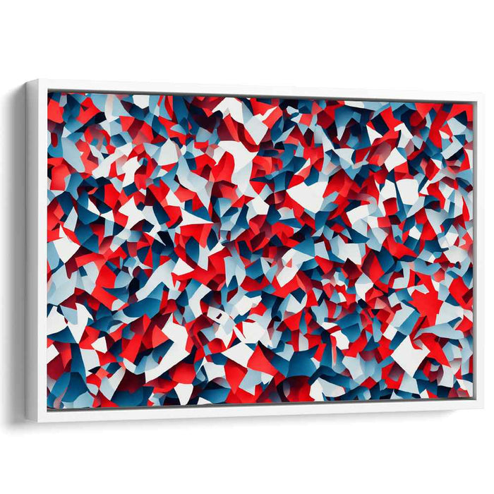 Chaos Burst Spectrum Blend: Bold Red and Blue Abstract Canvas Art