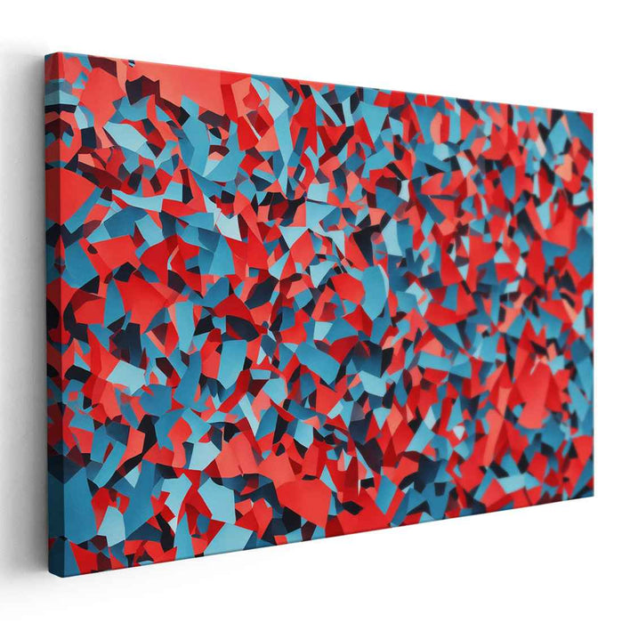 Crimson and Cobalt Chaos: Dynamic Abstract Geometric Canvas Art