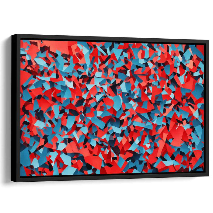 Crimson and Cobalt Chaos: Dynamic Abstract Geometric Canvas Art