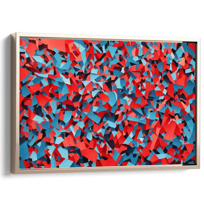 Crimson and Cobalt Chaos: Dynamic Abstract Geometric Canvas Art