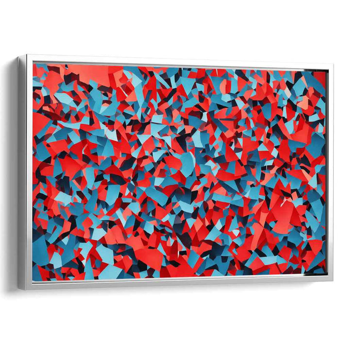 Crimson and Cobalt Chaos: Dynamic Abstract Geometric Canvas Art