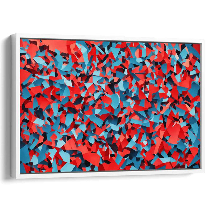 Crimson and Cobalt Chaos: Dynamic Abstract Geometric Canvas Art