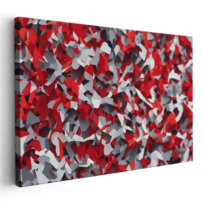 Crimson Fog Abstract: Vibrant Red and Gray Abstract Canvas Art
