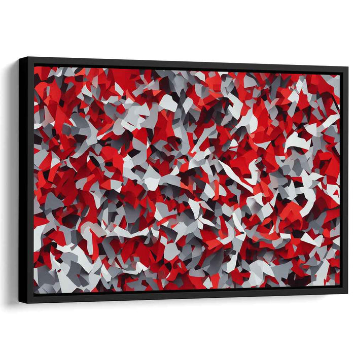 Crimson Fog Abstract: Vibrant Red and Gray Abstract Canvas Art