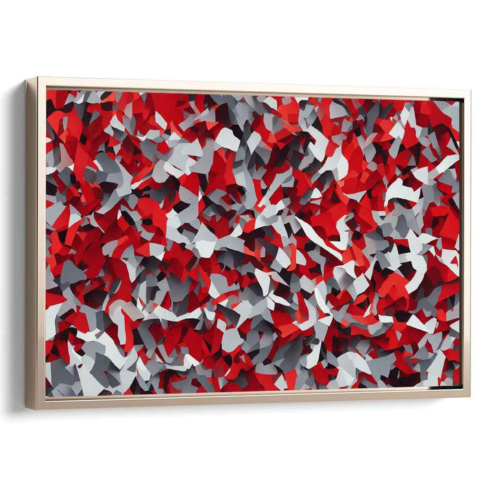 Crimson Fog Abstract: Vibrant Red and Gray Abstract Canvas Art