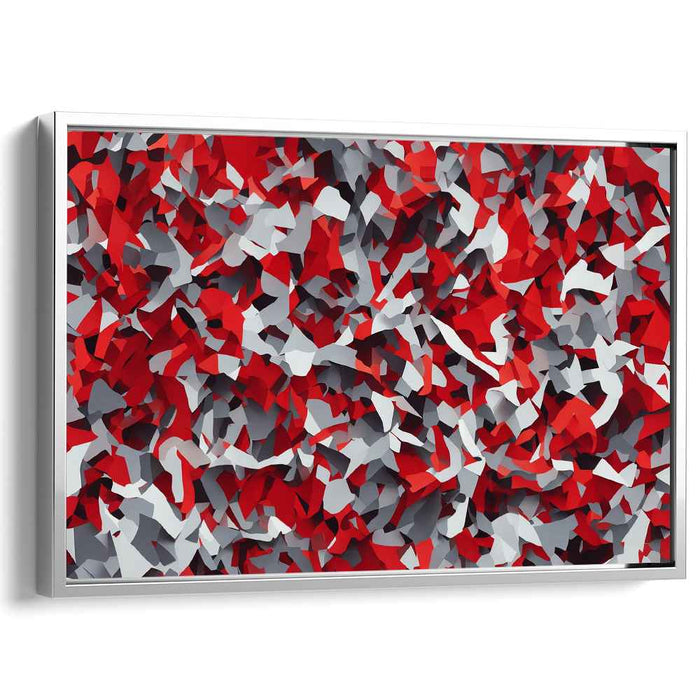 Crimson Fog Abstract: Vibrant Red and Gray Abstract Canvas Art