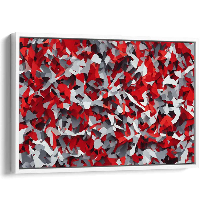 Crimson Fog Abstract: Vibrant Red and Gray Abstract Canvas Art