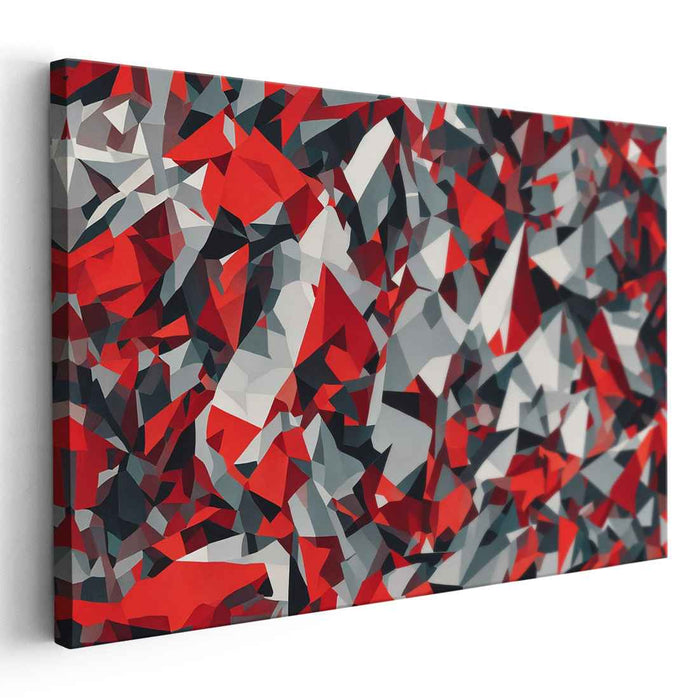 Bold Brushstrokes Whisper Secrets: Bold Red and Gray Abstract Canvas Art Print