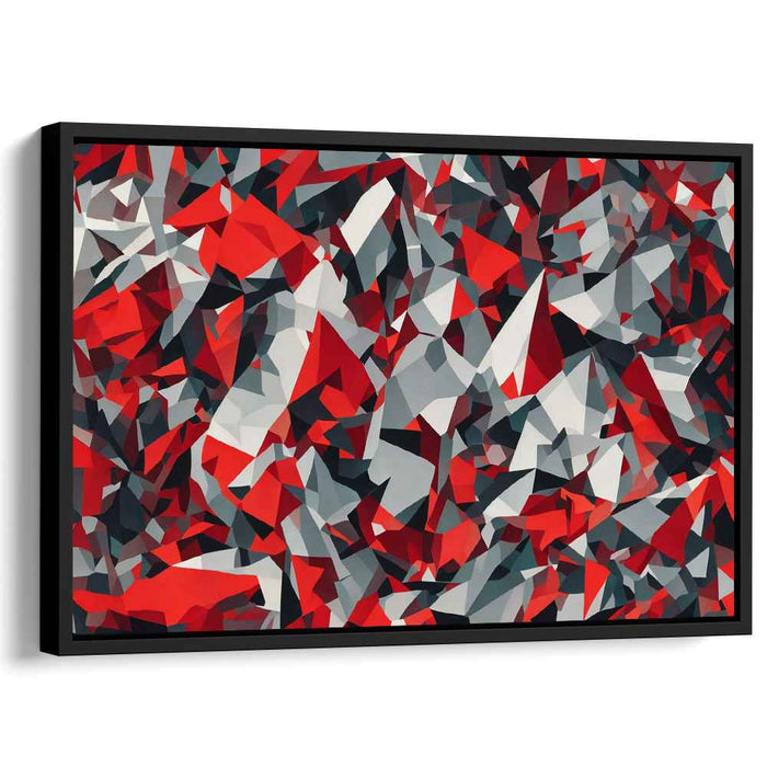 Bold Brushstrokes Whisper Secrets: Bold Red and Gray Abstract Canvas Art Print