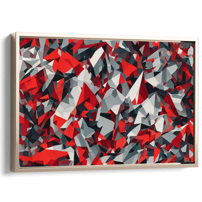 Bold Brushstrokes Whisper Secrets: Bold Red and Gray Abstract Canvas Art Print