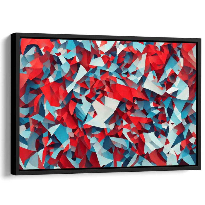 Vivid Contrast Fusion: Bold Red and Cool Blue Abstract Canvas Art Print