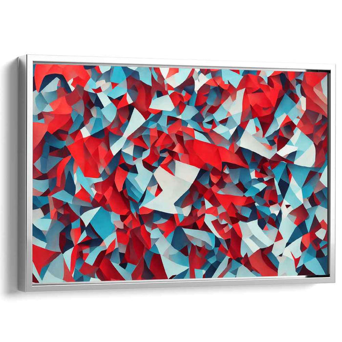 Vivid Contrast Fusion: Bold Red and Cool Blue Abstract Canvas Art Print