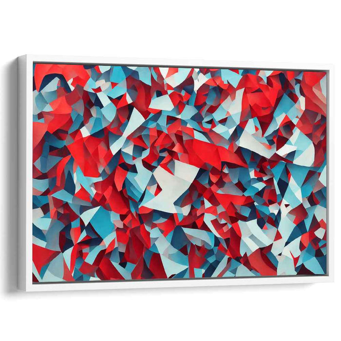 Vivid Contrast Fusion: Bold Red and Cool Blue Abstract Canvas Art Print