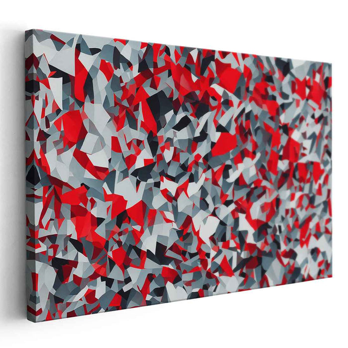 Chaos Unleashed in Monochrome: Contemporary Red, White, and Gray Abstract Canvas Art