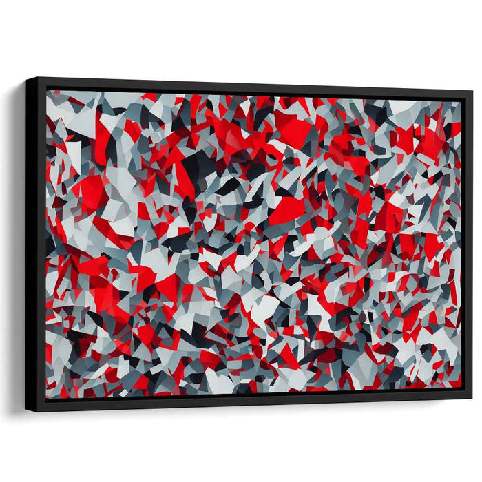 Chaos Unleashed in Monochrome: Contemporary Red, White, and Gray Abstract Canvas Art