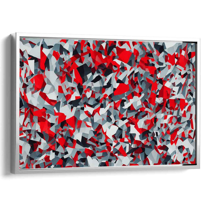 Chaos Unleashed in Monochrome: Contemporary Red, White, and Gray Abstract Canvas Art