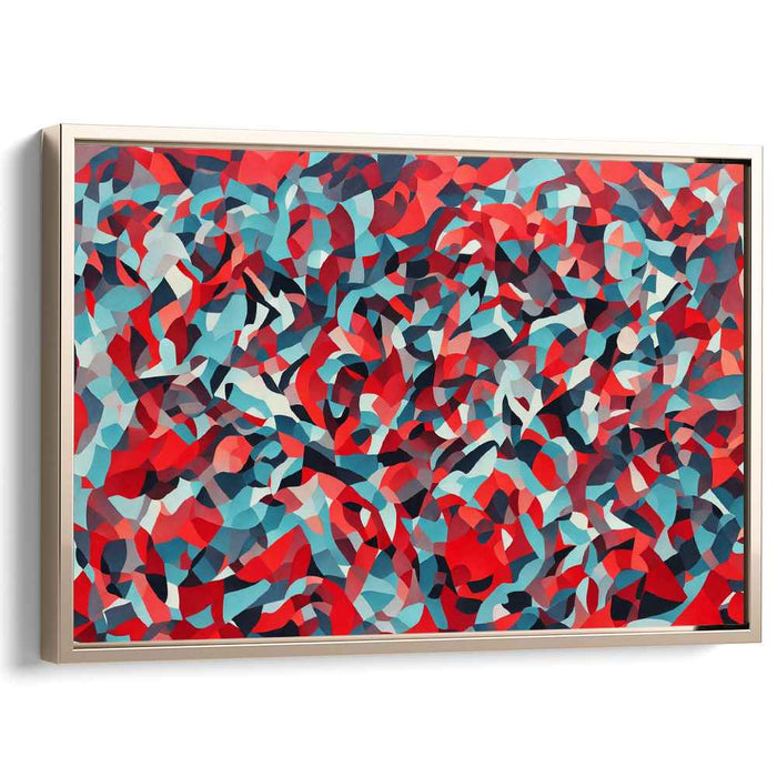 Chaos Converging in Prism Colors: Geometric Abstraction in Red and Teal Canvas Art