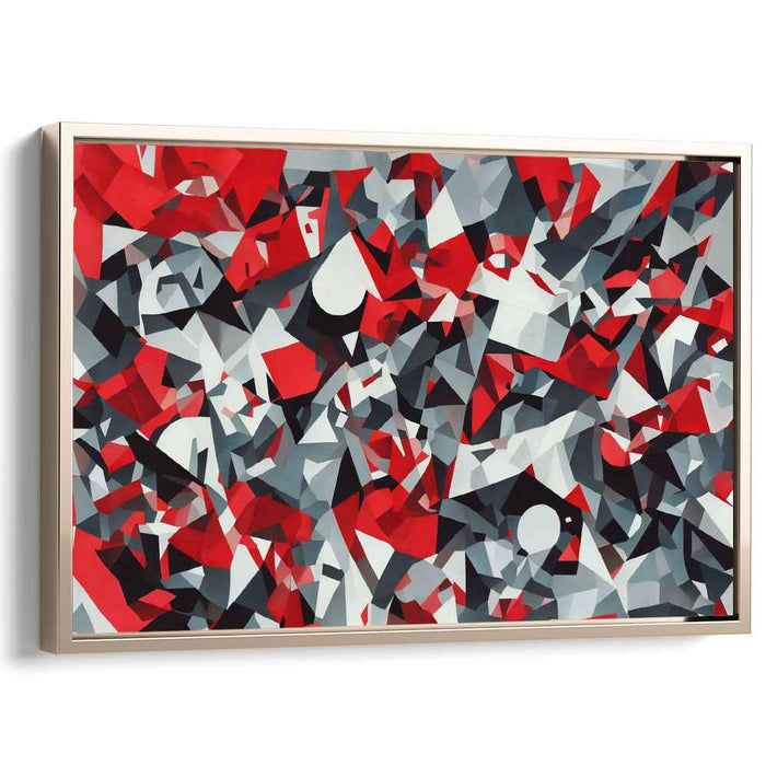 Vermilion Geometric Symphony: Bold Red Cubist Abstraction Canvas Art Print