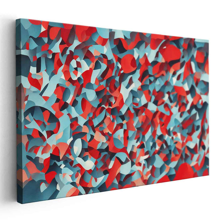 Impulse Fusion: Abstract Expressionist Red and Blue Canvas Art Print