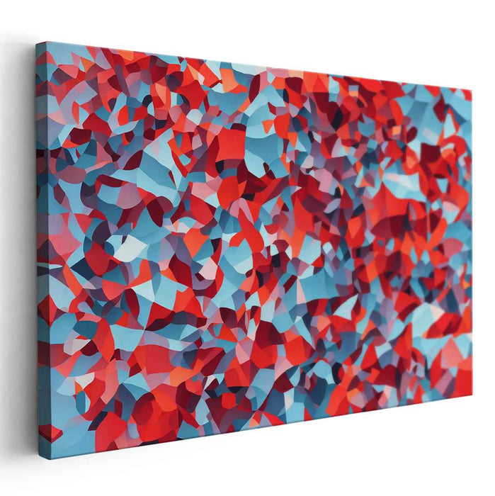 Duality in Scarlet Symmetry: Abstract Red and Blue Canvas Art Print