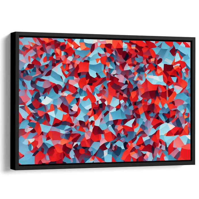 Duality in Scarlet Symmetry: Abstract Red and Blue Canvas Art Print