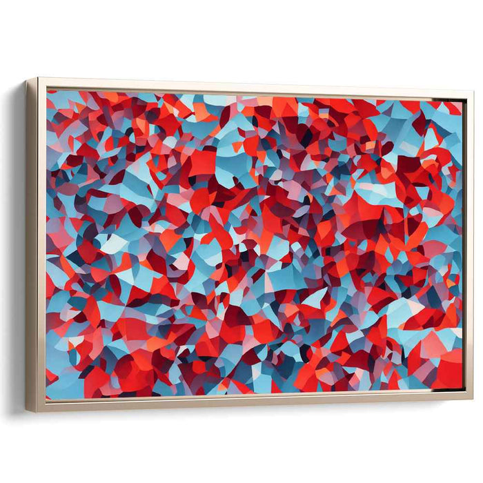 Duality in Scarlet Symmetry: Abstract Red and Blue Canvas Art Print