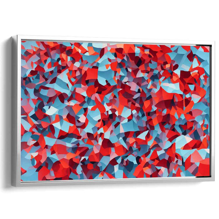 Duality in Scarlet Symmetry: Abstract Red and Blue Canvas Art Print