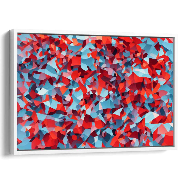 Duality in Scarlet Symmetry: Abstract Red and Blue Canvas Art Print