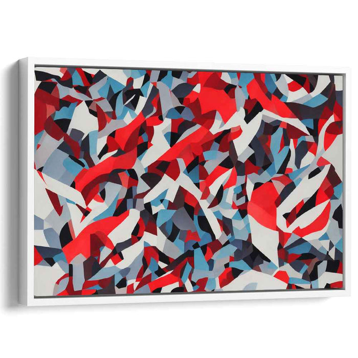 Indigo Crimson Abstract Symphony: Abstract Geometric Red and Blue Canvas Art Print