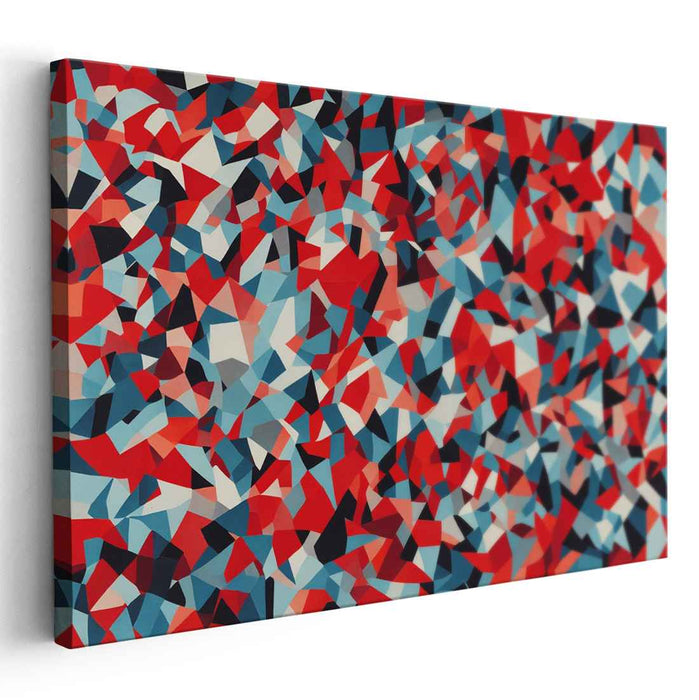 Opposing Forces Merge: Abstract Red and Blue Canvas Art Print