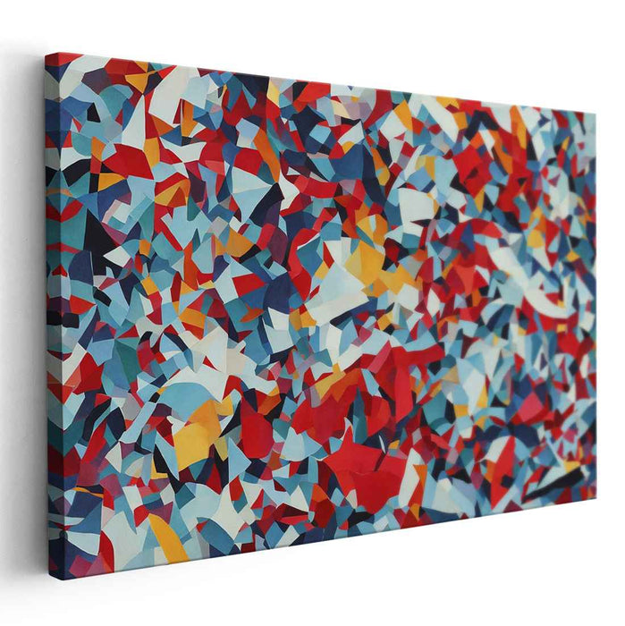 Abstract Geometry Dance: Abstract Expressionist Geometric Color Burst Canvas Art Print