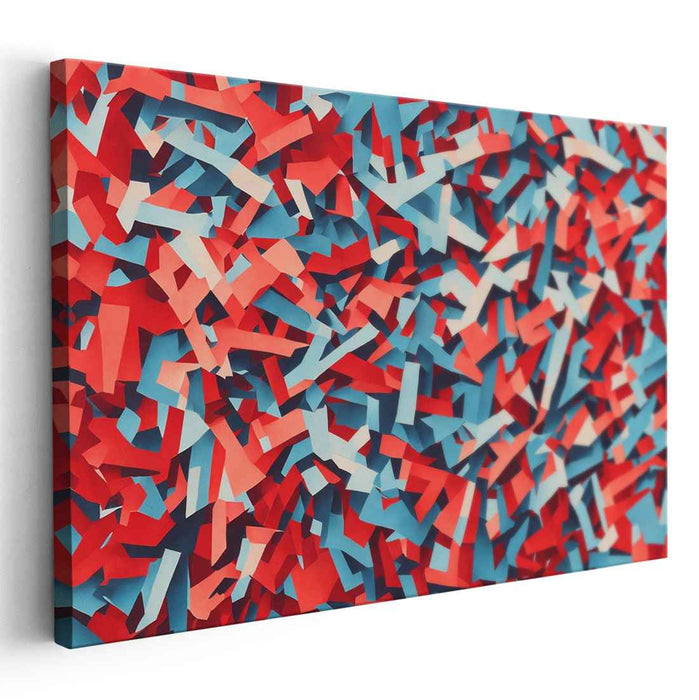 Chromatic Waves Spectacle: Red, Blue, and White Canvas Art Print