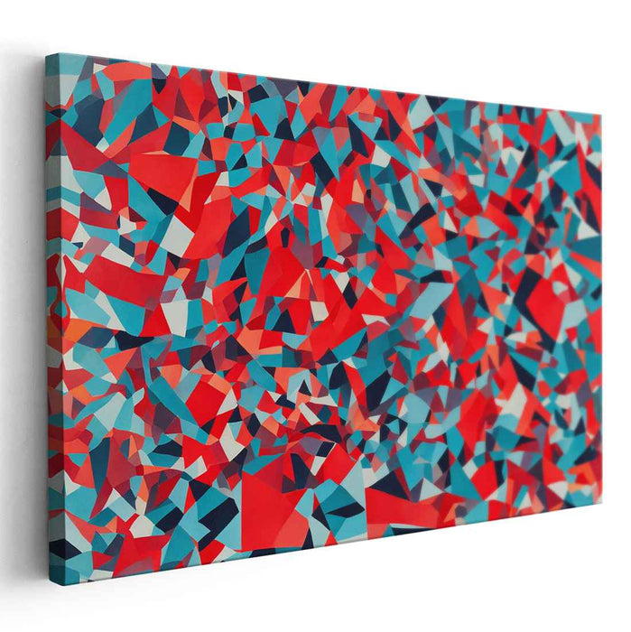 Crimson Seabreeze Fusion: Vibrant Red and Teal Abstract Canvas Art Print