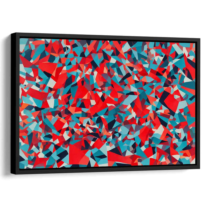 Crimson Seabreeze Fusion: Vibrant Red and Teal Abstract Canvas Art Print