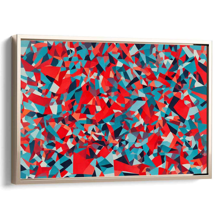 Crimson Seabreeze Fusion: Vibrant Red and Teal Abstract Canvas Art Print