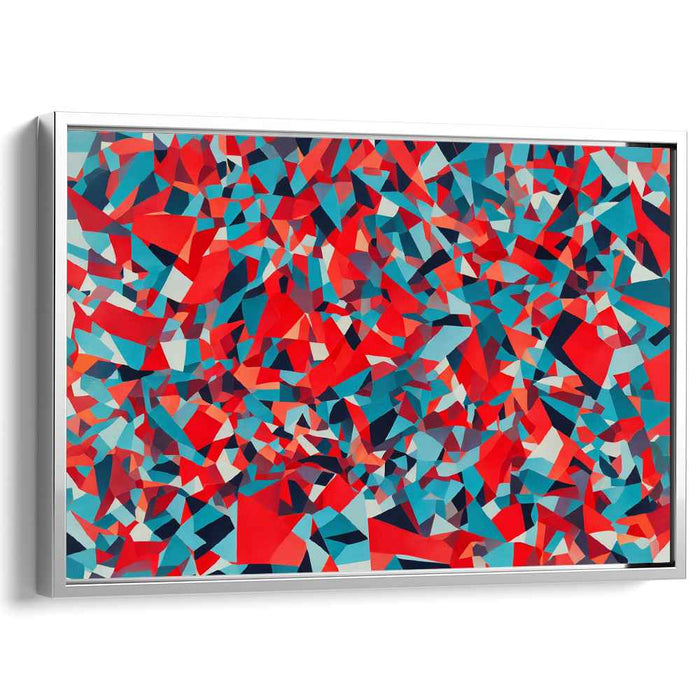 Crimson Seabreeze Fusion: Vibrant Red and Teal Abstract Canvas Art Print