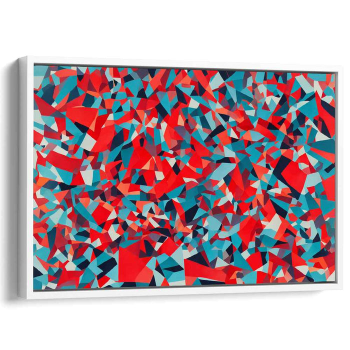 Crimson Seabreeze Fusion: Vibrant Red and Teal Abstract Canvas Art Print
