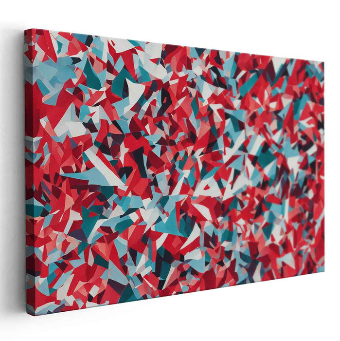 Vibrant Fragments: Abstract Geometric Red and Blue Canvas Art Print
