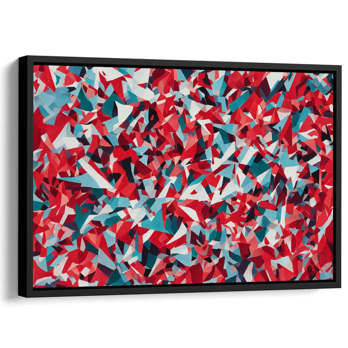 Vibrant Fragments: Abstract Geometric Red and Blue Canvas Art Print