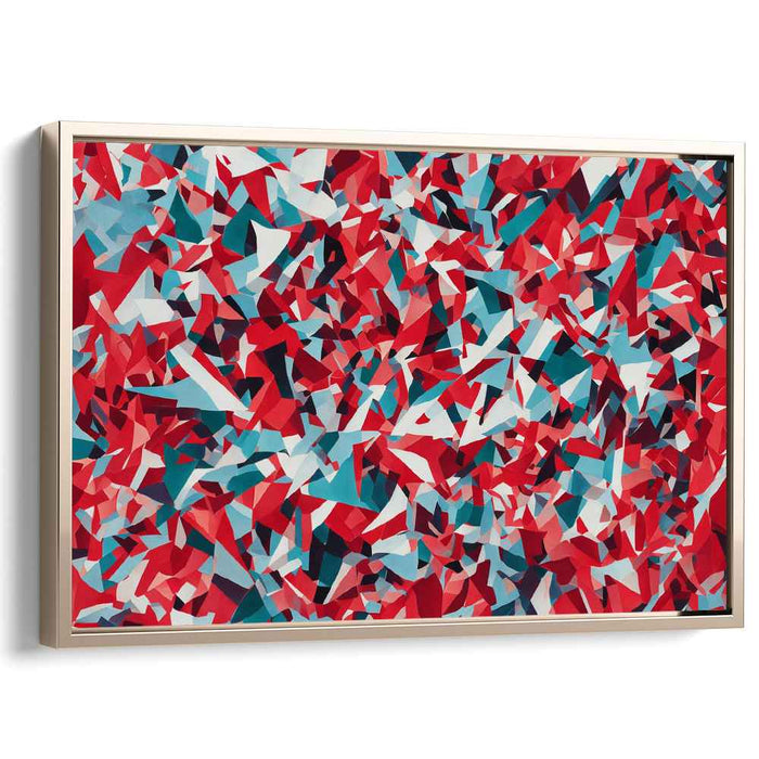 Vibrant Fragments: Abstract Geometric Red and Blue Canvas Art Print