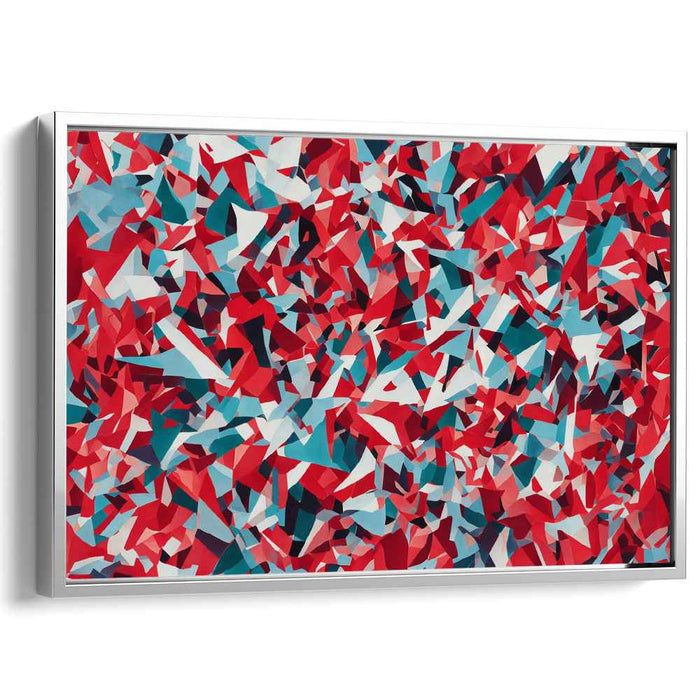 Vibrant Fragments: Abstract Geometric Red and Blue Canvas Art Print