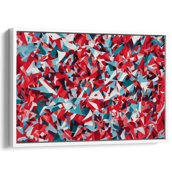 Vibrant Fragments: Abstract Geometric Red and Blue Canvas Art Print