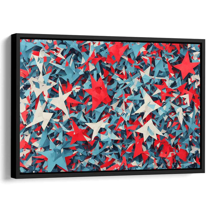 Chromatic Fusion Dance: Vibrant Red, Blue, and White Abstract Collage