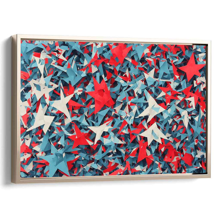 Chromatic Fusion Dance: Vibrant Red, Blue, and White Abstract Collage