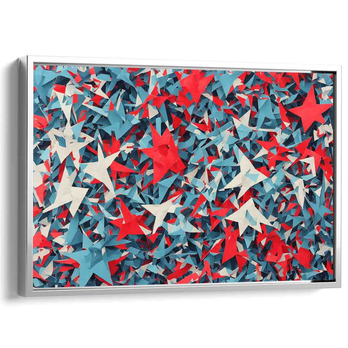 Chromatic Fusion Dance: Vibrant Red, Blue, and White Abstract Collage