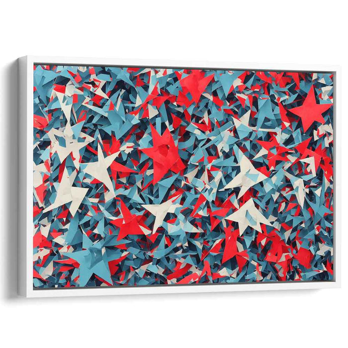 Chromatic Fusion Dance: Vibrant Red, Blue, and White Abstract Collage