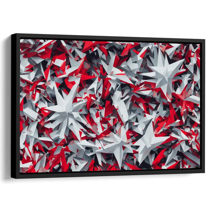 Crimson Cloud Explosion: Red and White Abstract Canvas Art Print