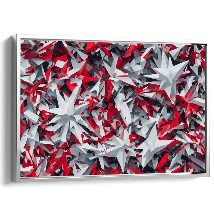 Crimson Cloud Explosion: Red and White Abstract Canvas Art Print